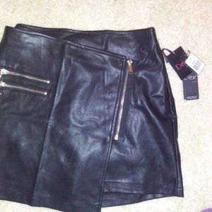 Dex Faux-Leather Mini Skirt with Zippers